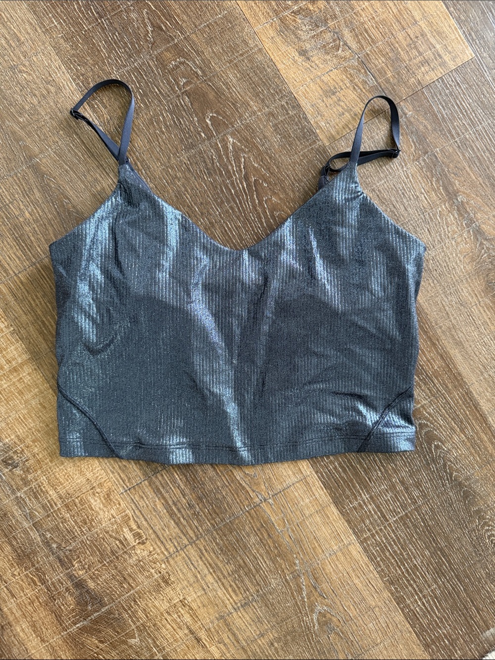 lululemon athletica Shimmery Ribbed Charcoal Sports Bra Cami